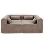 Canapé d'angle modulable MAYEERTY 145,5 pouces, revêtement en polyester beige, canapé 4 places en éponge compressée pour salon