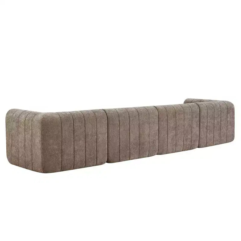 Canapé d'angle modulable MAYEERTY 145,5 pouces, revêtement en polyester beige, canapé 4 places en éponge compressée pour salon