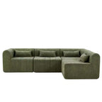 Canapé d'angle modulable MAYEERTY 145,5 pouces, revêtement en polyester beige, canapé 4 places en éponge compressée pour salon