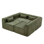 Canapé d'angle modulable MAYEERTY 145,5 pouces, revêtement en polyester beige, canapé 4 places en éponge compressée pour salon