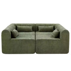 Canapé d'angle modulable MAYEERTY 145,5 pouces, revêtement en polyester beige, canapé 4 places en éponge compressée pour salon