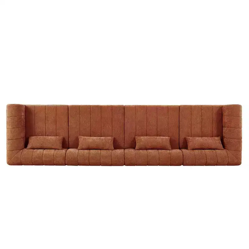 Canapé d'angle modulable MAYEERTY 145,5 pouces, revêtement en polyester beige, canapé 4 places en éponge compressée pour salon