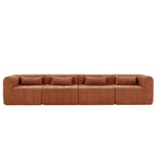 Canapé d'angle modulable MAYEERTY 145,5 pouces, revêtement en polyester beige, canapé 4 places en éponge compressée pour salon