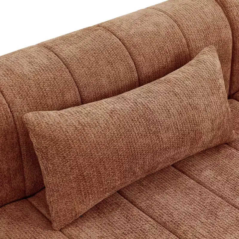 Canapé d'angle modulable MAYEERTY 145,5 pouces, revêtement en polyester beige, canapé 4 places en éponge compressée pour salon
