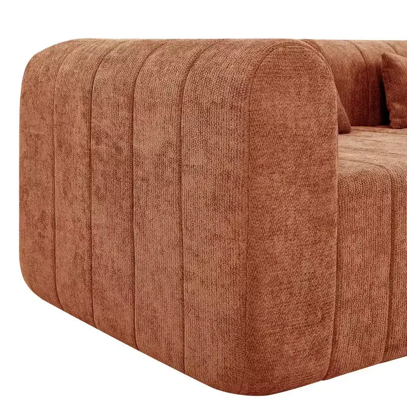 Canapé d'angle modulable MAYEERTY 145,5 pouces, revêtement en polyester beige, canapé 4 places en éponge compressée pour salon