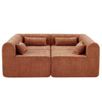 Canapé d'angle modulable MAYEERTY 145,5 pouces, revêtement en polyester beige, canapé 4 places en éponge compressée pour salon