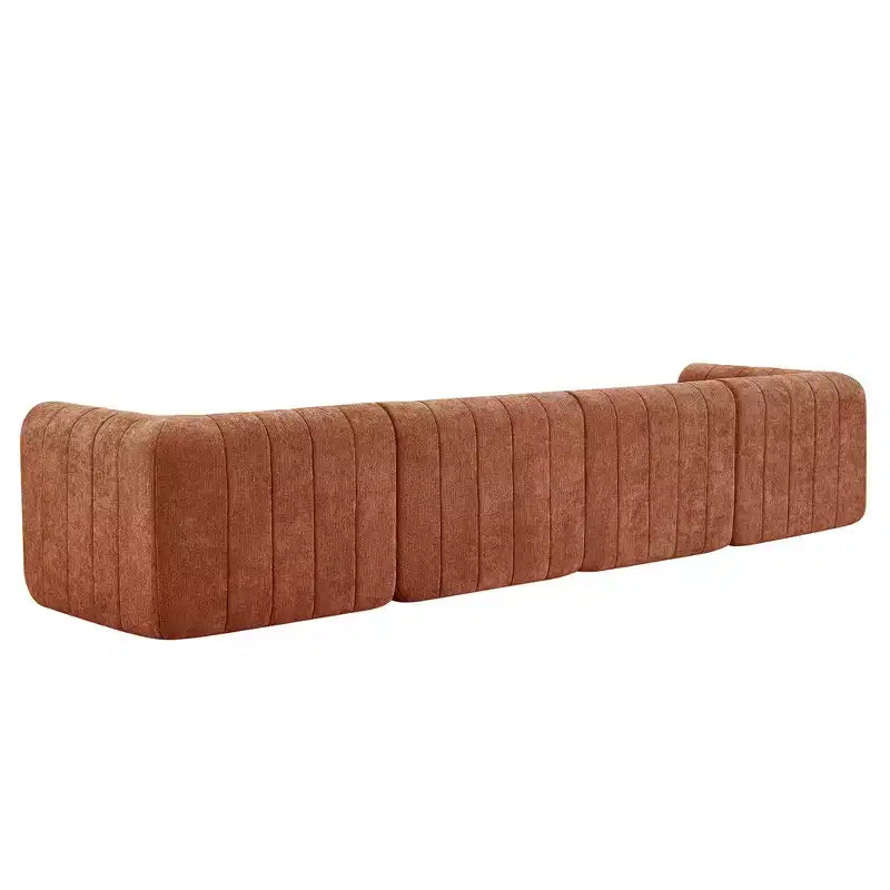 Canapé d'angle modulable MAYEERTY 145,5 pouces, revêtement en polyester beige, canapé 4 places en éponge compressée pour salon