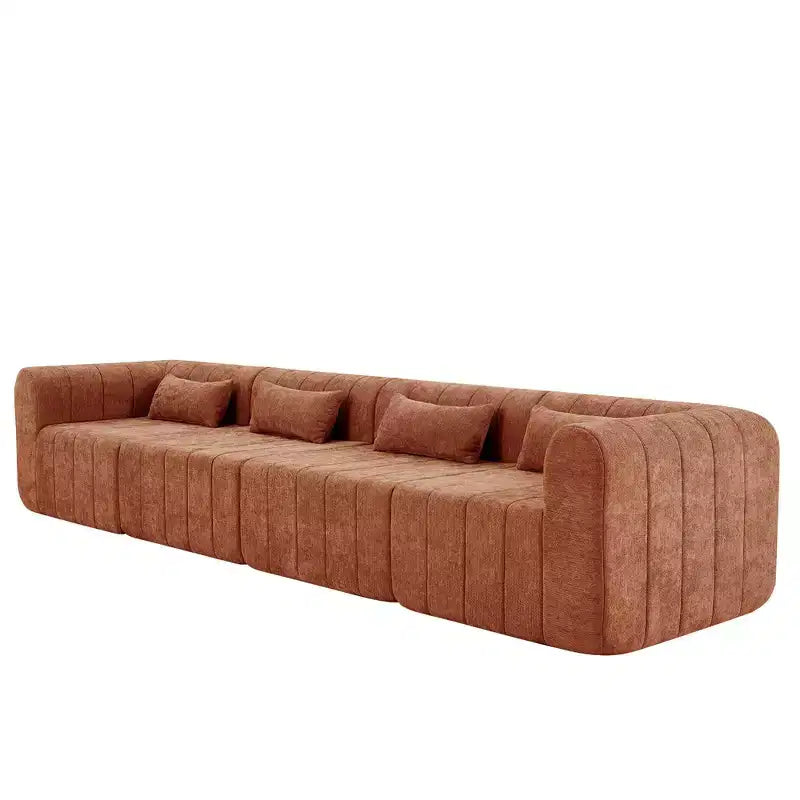 Canapé d'angle modulable MAYEERTY 145,5 pouces, revêtement en polyester beige, canapé 4 places en éponge compressée pour salon