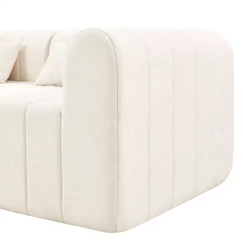 Canapé d'angle modulable MAYEERTY 145,5 pouces, revêtement en polyester beige, canapé 4 places en éponge compressée pour salon