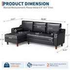 Canapé d'angle en L 88,9" avec méridienne convertible, canapé moderne du milieu du siècle à 3 places en similicuir, assise profonde pour salon, appartement, orange