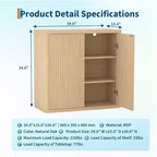 Buffet de rangement cannelé, Armoire de rangement en bois de 88 cm de large avec étagères réglables pour cuisine, salle à manger, salon