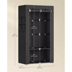 SONGMICS Armoire de Rangement Portable, Penderie en Tissu avec Couverture, 2 Tiges de Suspension et Étagères, 4 Poches Latérales, Grande Capacité, Noir Encre