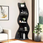 TUYOHW Étagère d'angle murale, bibliothèque flottante à 5 niveaux pour une maison moderne - Unité de rangement et de présentation peu encombrante, Noir