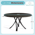 TUYOHW Table à Manger Ronde de 47'' pour 4 Personnes, Noire Moderne avec Pieds en Métal Entrecroisés et Patins Réglables, Style Industriel pour Cuisine, Salle à Manger et Bureau