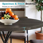 TUYOHW Table à Manger Ronde de 47'' pour 4 Personnes, Noire Moderne avec Pieds en Métal Entrecroisés et Patins Réglables, Style Industriel pour Cuisine, Salle à Manger et Bureau