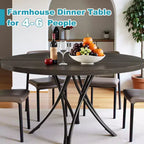 TUYOHW Table à Manger Ronde de 47'' pour 4 Personnes, Noire Moderne avec Pieds en Métal Entrecroisés et Patins Réglables, Style Industriel pour Cuisine, Salle à Manger et Bureau