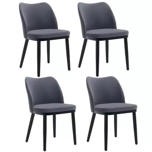 Ensemble de 4 chaises de salle à manger avec coussins moelleux et pieds en bois robustes. Idéal pour salles à manger, cuisines, salons -gris foncé