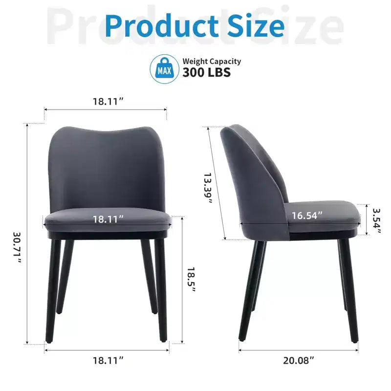 Ensemble de 4 chaises de salle à manger avec coussins moelleux et pieds en bois robustes. Idéal pour salles à manger, cuisines, salons -gris foncé