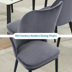 Ensemble de 4 chaises de salle à manger avec coussins moelleux et pieds en bois robustes. Idéal pour salles à manger, cuisines, salons -gris foncé