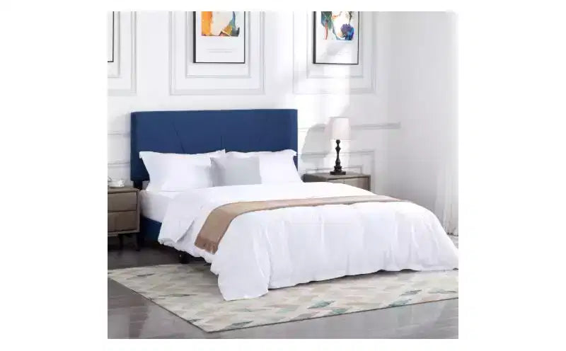 Okak Lit plateforme queen size élégant avec tête de lit capitonnée et support à lattes, lit en bois classique pour chambre principale
