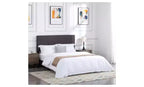 Okak Lit plateforme queen size élégant avec tête de lit capitonnée et support à lattes, lit en bois classique pour chambre principale