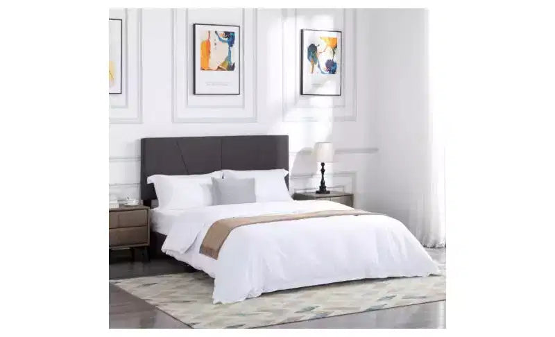Okak Lit plateforme queen size élégant avec tête de lit capitonnée et support à lattes, lit en bois classique pour chambre principale