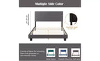 Okak Lit plateforme queen size élégant avec tête de lit capitonnée et support à lattes, lit en bois classique pour chambre principale