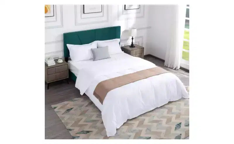 Okak Lit plateforme queen size élégant avec tête de lit capitonnée et support à lattes, lit en bois classique pour chambre principale