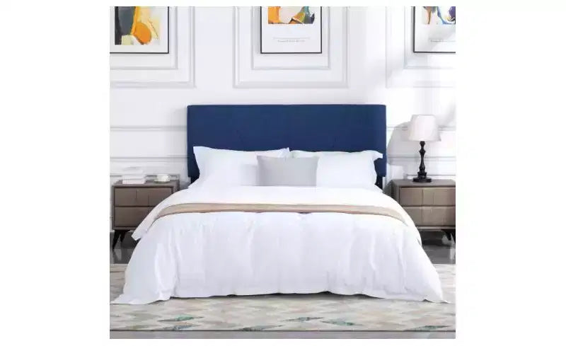 Okak Lit plateforme queen size élégant avec tête de lit capitonnée et support à lattes, lit en bois classique pour chambre principale