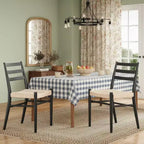 TUYOHW 2 Chaises de salle à manger avec assise en corde tressée, Chaises de cuisine à structure métallique avec dossier ouvert, Chaises de salle à manger respirantes pour salon