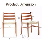TUYOHW 2 Chaises de salle à manger avec assise en corde tressée, Chaises de cuisine à structure métallique avec dossier ouvert, Chaises de salle à manger respirantes pour salon