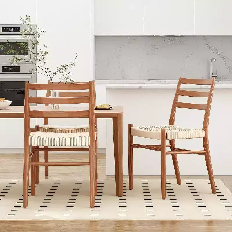 TUYOHW 2 Chaises de salle à manger avec assise en corde tressée, Chaises de cuisine à structure métallique avec dossier ouvert, Chaises de salle à manger respirantes pour salon