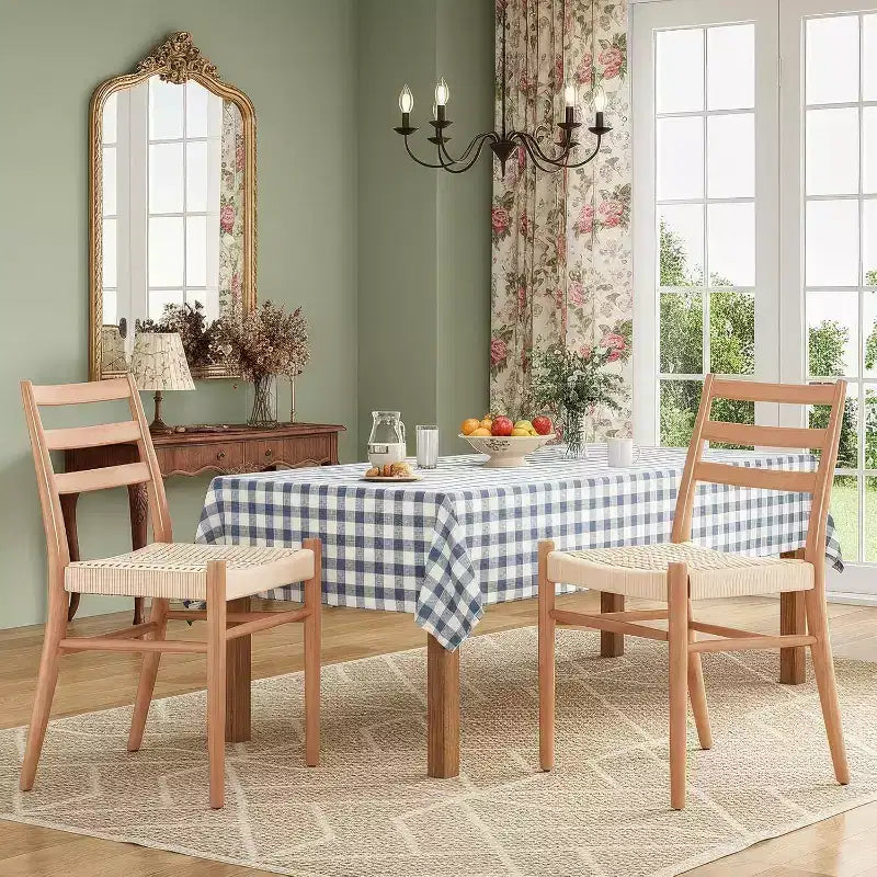 TUYOHW 2 Chaises de salle à manger avec assise en corde tressée, Chaises de cuisine à structure métallique avec dossier ouvert, Chaises de salle à manger respirantes pour salon