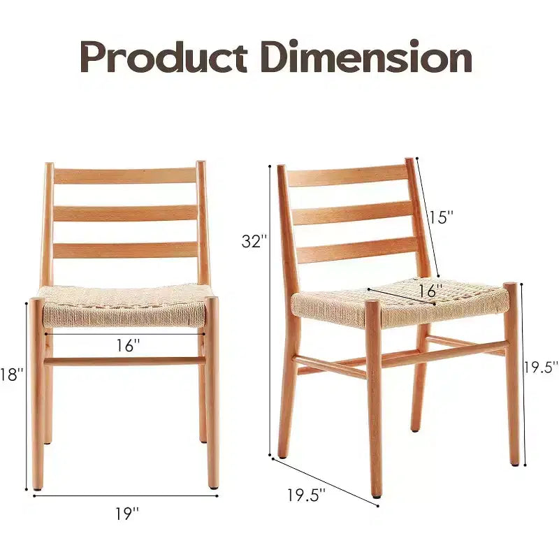 TUYOHW 2 Chaises de salle à manger avec assise en corde tressée, Chaises de cuisine à structure métallique avec dossier ouvert, Chaises de salle à manger respirantes pour salon