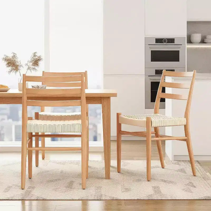 TUYOHW 2 Chaises de salle à manger avec assise en corde tressée, Chaises de cuisine à structure métallique avec dossier ouvert, Chaises de salle à manger respirantes pour salon