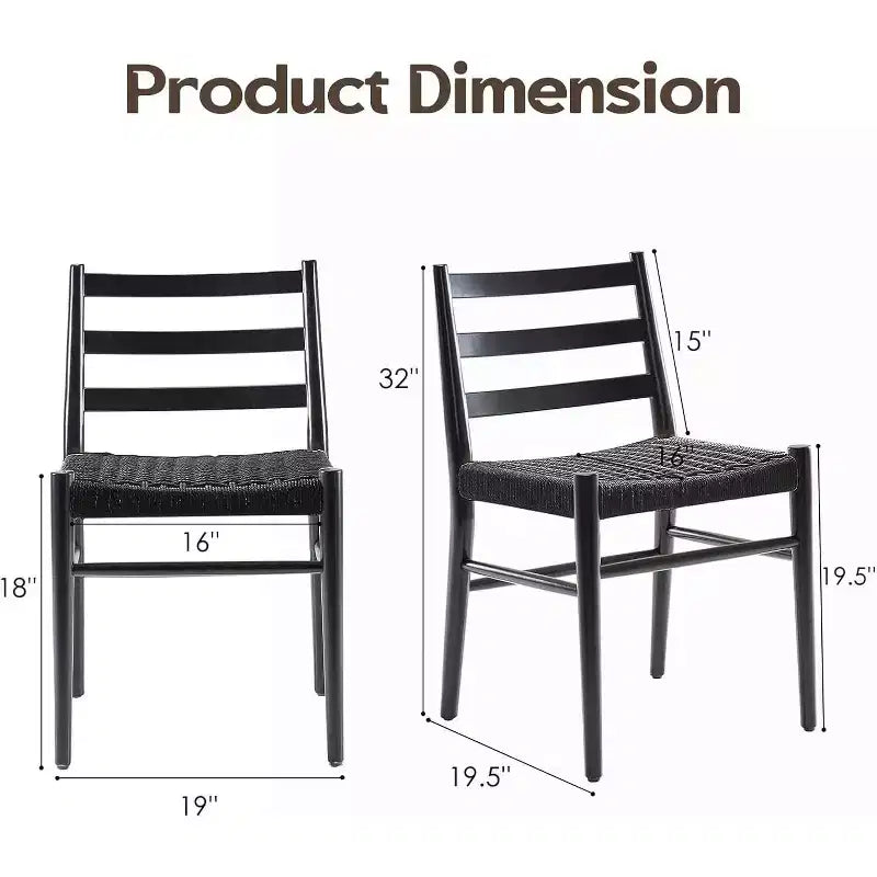 TUYOHW 2 Chaises de salle à manger avec assise en corde tressée, Chaises de cuisine à structure métallique avec dossier ouvert, Chaises de salle à manger respirantes pour salon