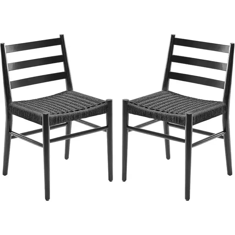 TUYOHW 2 Chaises de salle à manger avec assise en corde tressée, Chaises de cuisine à structure métallique avec dossier ouvert, Chaises de salle à manger respirantes pour salon
