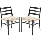 TUYOHW 2 PCS Dining Chairs with Woven Rope Seat,Metal Frame Kitchen Chairs with Open Backrest,Breathable Dining Room Chairs for Living Room