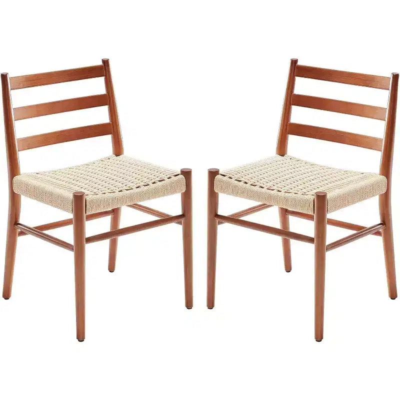 TUYOHW 2 Chaises de salle à manger avec assise en corde tressée, Chaises de cuisine à structure métallique avec dossier ouvert, Chaises de salle à manger respirantes pour salon
