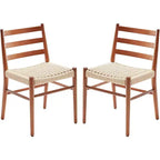 TUYOHW 2 Chaises de salle à manger avec assise en corde tressée, Chaises de cuisine à structure métallique avec dossier ouvert, Chaises de salle à manger respirantes pour salon