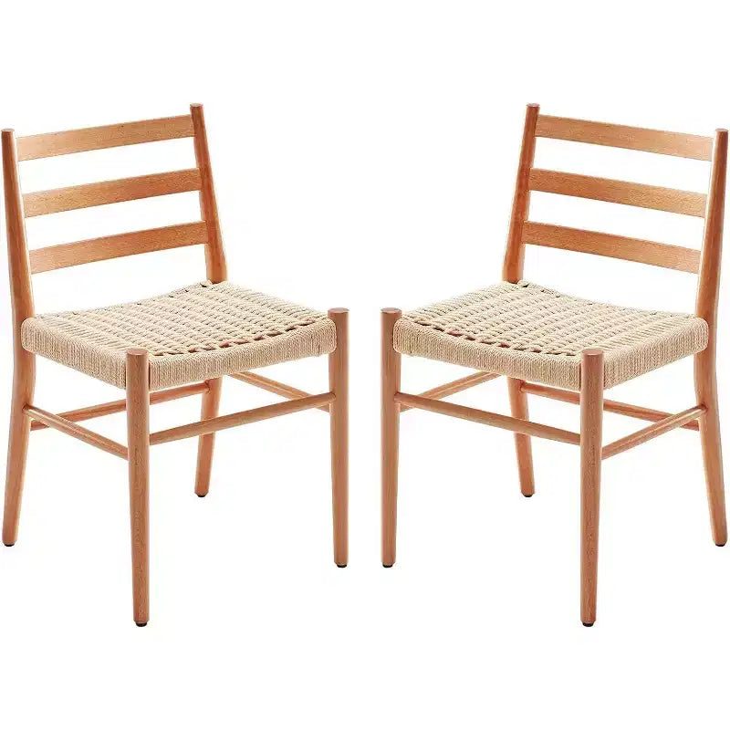 TUYOHW 2 Chaises de salle à manger avec assise en corde tressée, Chaises de cuisine à structure métallique avec dossier ouvert, Chaises de salle à manger respirantes pour salon