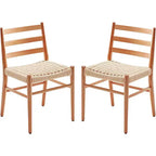 TUYOHW 2 Chaises de salle à manger avec assise en corde tressée, Chaises de cuisine à structure métallique avec dossier ouvert, Chaises de salle à manger respirantes pour salon