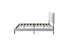 Cadre de lit plateforme Queen Size moderne Okak avec tête de lit capitonnée en velours/lin et support à lattes, lit en bois classique pour chambre principale