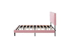 Cadre de lit plateforme Queen Size moderne Okak avec tête de lit capitonnée en velours/lin et support à lattes, lit en bois classique pour chambre principale