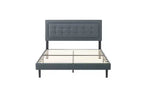 Cadre de lit plateforme Queen Size moderne Okak avec tête de lit capitonnée en velours/lin et support à lattes, lit en bois classique pour chambre principale