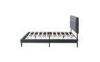 Cadre de lit plateforme Queen Size moderne Okak avec tête de lit capitonnée en velours/lin et support à lattes, lit en bois classique pour chambre principale