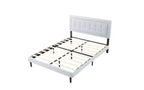 Cadre de lit plateforme Queen Size moderne Okak avec tête de lit capitonnée en velours/lin et support à lattes, lit en bois classique pour chambre principale