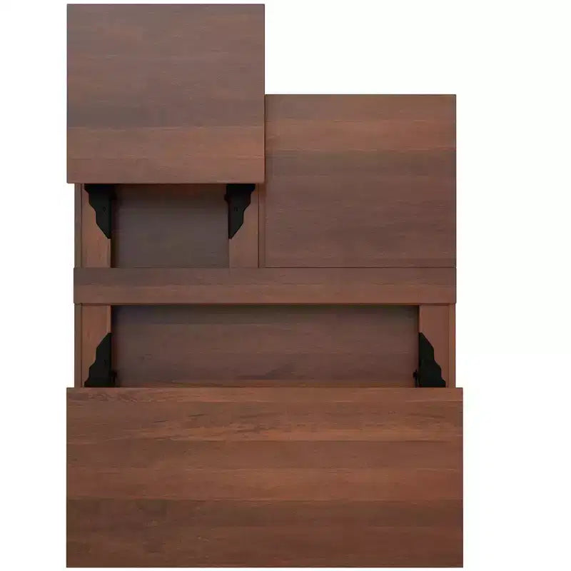 Table basse relevable carrée industrielle Moreno en bois de manguier massif de 81 cm de large