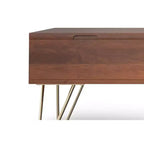Table basse relevable carrée industrielle Moreno en bois de manguier massif de 81 cm de large