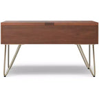 Table basse relevable carrée industrielle Moreno en bois de manguier massif de 81 cm de large